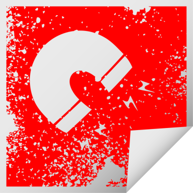 Bir insan tarafından çizilmiş mıknatısın kare soyma etiketi.