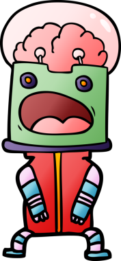 Bir insan tarafından çizilmiş çizgi film robotu