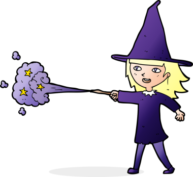 Karikatür cadısı bir insan tarafından çizilmiş büyü