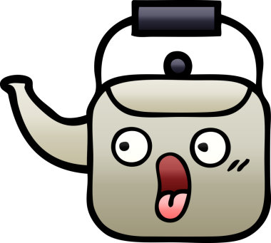 Bir insan tarafından çizilmiş gölgeli bir çaydanlık karikatürü