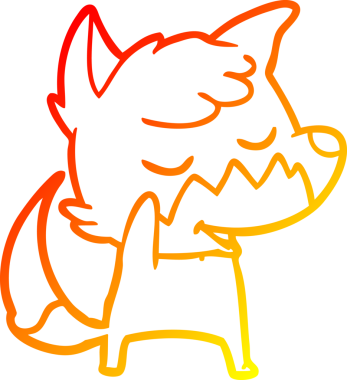 Bir insan tarafından çizilmiş dost canlısı bir tilkinin sıcak çizgi çizimi