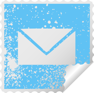 Bir insan tarafından çizilmiş kağıt bir zarfın kare soyma etiketi.