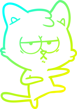 Sıkılmış çizgi film kedisinin insan tarafından çizilmiş soğuk gradyan çizgisi