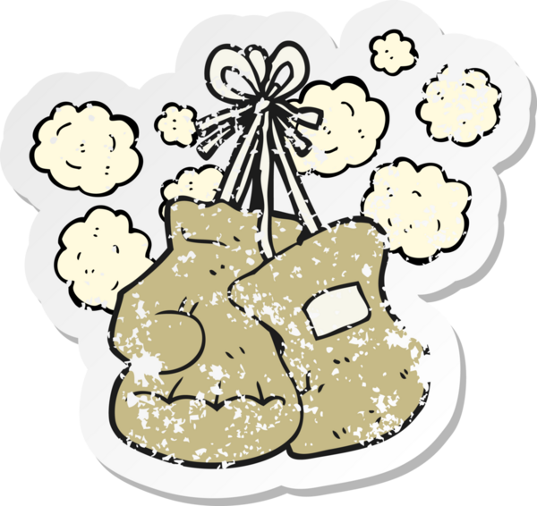 Bir insan tarafından çizilmiş eski bir boks eldiveninin gerilimli yapıştırması.