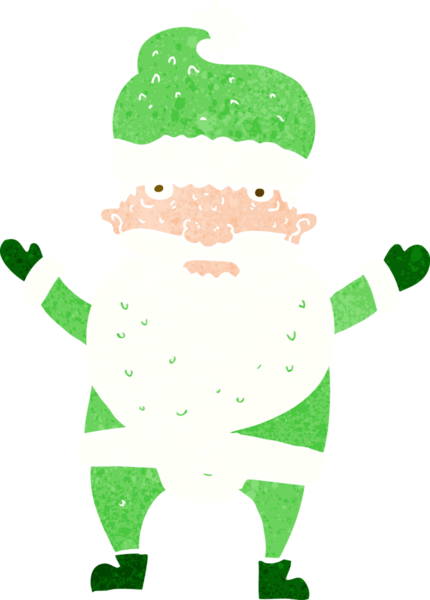 Bir insan tarafından çizilmiş huysuz Noel Baba çizgi filmi.