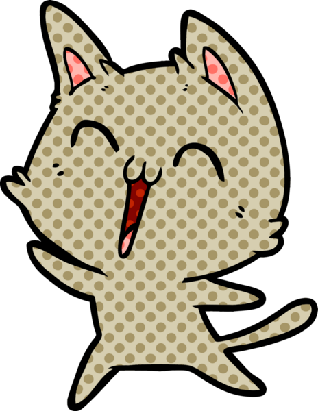 Bir insan tarafından çizilmiş mutlu çizgi film kedisi.