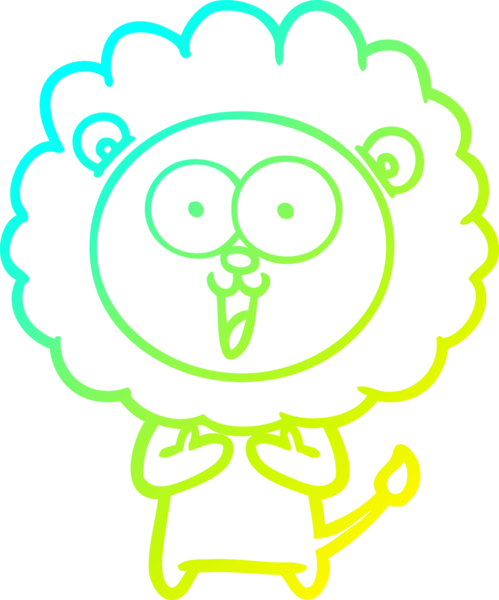 Bir insan tarafından çizilmiş mutlu çizgi film aslanı çizimi.