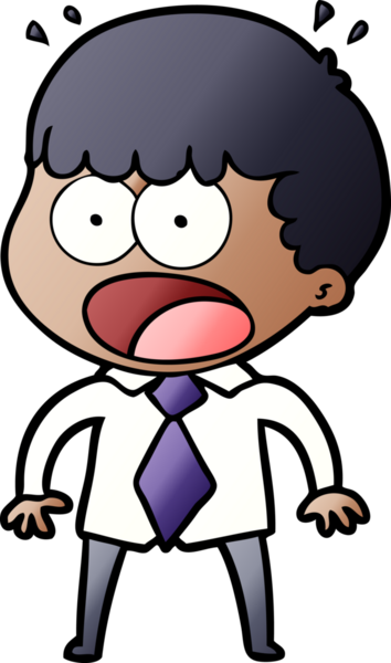 Bir insan tarafından çizilmiş tişörtlü ve kravatlı adam şok oldu.