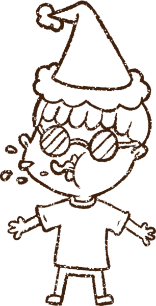 Bir insan tarafından çizilen Noel Çocuğu Kömür Çizimi