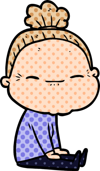 Bir insan tarafından çizilmiş barışçıl yaşlı bir kadın.