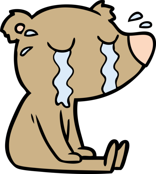 Bir insan tarafından çizilmiş ağlayan ayı karikatürü.