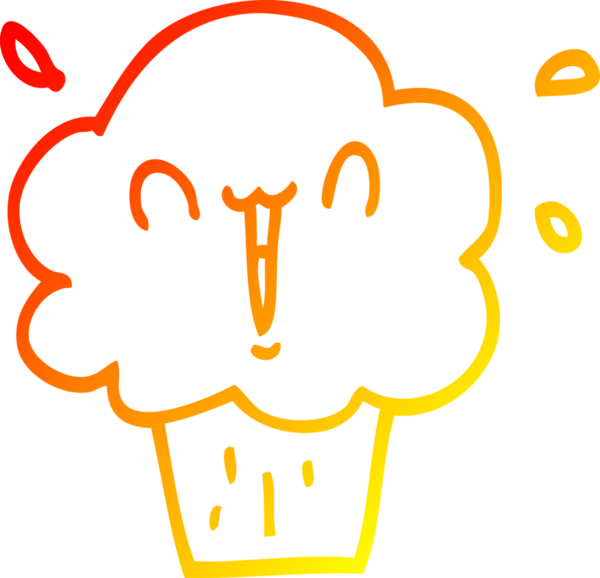 Bir insanın çizdiği çizgi film kekinin sıcak gradyan çizgisi.