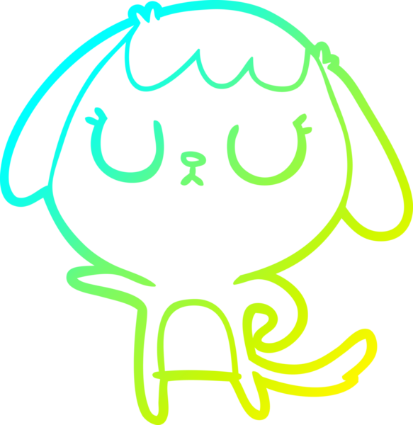 Bir insan tarafından çizilmiş şirin bir çizgi köpeğin soğuk gradyan çizgisi.