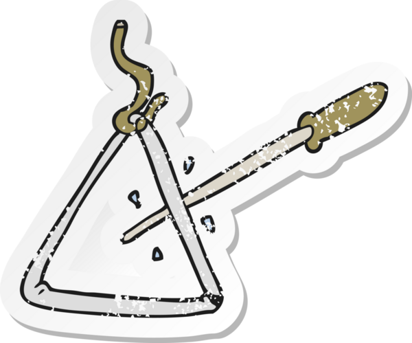 Bir insan tarafından çizilmiş bir çizgi film üçgeninin gerilimli yapıştırması.