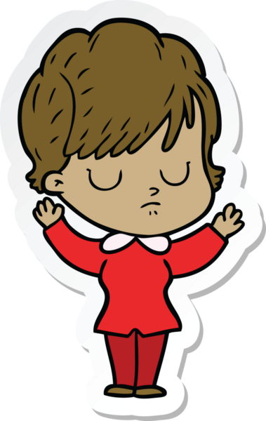 Bir insan tarafından çizilmiş bir karikatür kadının çıkartması.