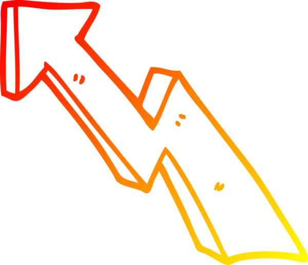 Bir insan tarafından çizilen yükselen okun sıcak çizgi çizimi