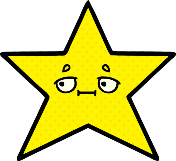 Bir insan tarafından çizilmiş bir altın yıldızın çizgi filmi.