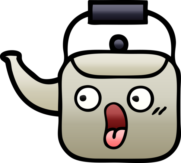 Bir insan tarafından çizilmiş gölgeli bir çaydanlık karikatürü