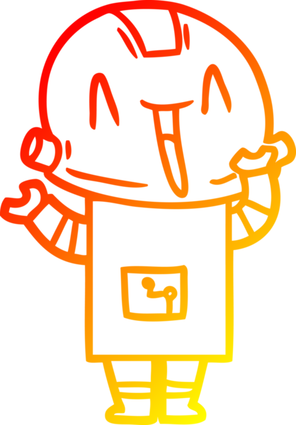 Bir insan tarafından çizilen çizgi film robotunun sıcak çizgi çizimi