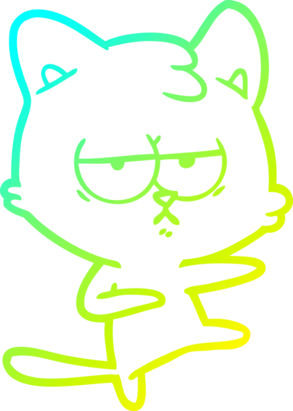 Sıkılmış çizgi film kedisinin insan tarafından çizilmiş soğuk gradyan çizgisi