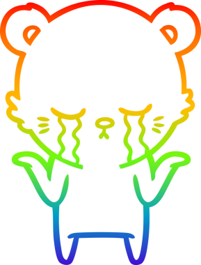 Ağlayan bir karikatür çizen kutup ayısı bir insan tarafından çizilmiş omuzlarını silkeliyor.