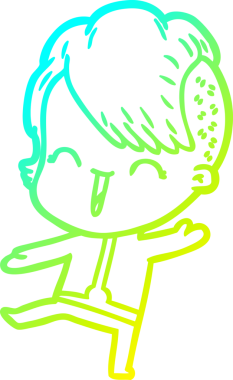 Bir insan tarafından çizilmiş uzay elbisesi giyen mutlu bir hipster kız çizgi filmi.