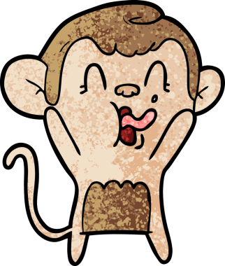 Bir insan tarafından çizilmiş çılgın çizgi film maymunu