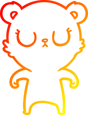 Bir insan tarafından çizilmiş barışçıl bir ayının sıcak çizgi çizgisi.