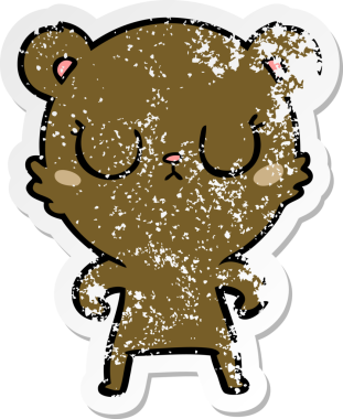 Bir insan tarafından çizilmiş barışçıl bir ayının sıkıntılı çıkartması.