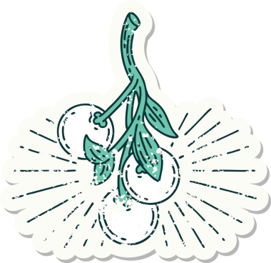 Bir insan tarafından çizilmiş eski bir dövme stili ökseotu etiketi.