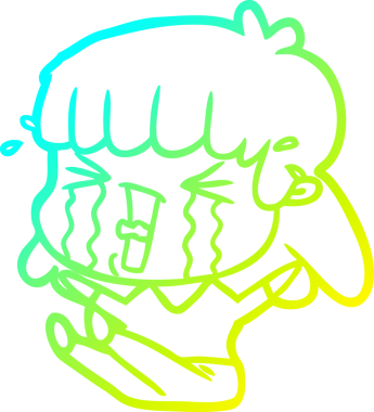 Bir insan tarafından çizilmiş göz yaşları içinde bir çizgi film kadını çizimi.