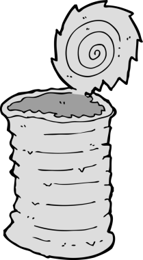 bir insan tarafından çizilmiş eski bir teneke kutu