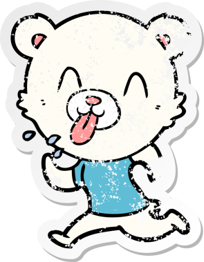 Bir insan tarafından çizilmiş dilden çıkmış kaba bir kutup ayısının sıkıntılı çıkartması.