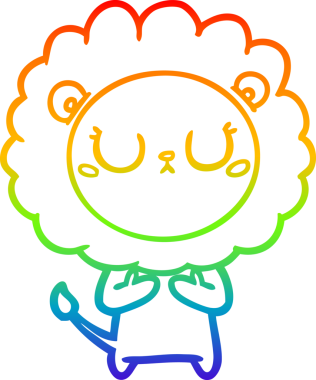 gökkuşağı gradyan çizgi çizimi bir insan tarafından çizilmiş bir aslan