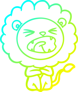 Bir insan tarafından çizilmiş kızgın bir aslanın soğuk çizgi çizimi.