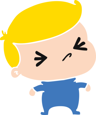 Bir insan tarafından çizilmiş kawai 'nin sevimli çapraz bebeğinin çizgi film çizimi