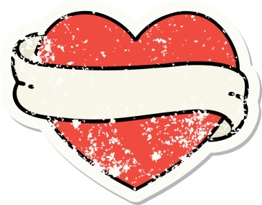 Bir insan tarafından çizilmiş geleneksel bir kalp ve bayrak stili dövmesi.