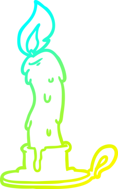 Bir insan tarafından çizilmiş ürkütücü eski bir mumun soğuk gradyan çizgisi.