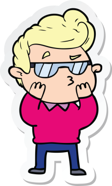 Bir insan tarafından çizilmiş havalı bir adamın çıkartması.