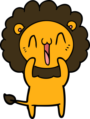 Bir insan tarafından çizilmiş mutlu çizgi film aslanı.