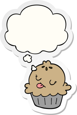 Düşünce baloncuklu tatlı çizgi film turtası insan tarafından çizilmiş bir çıkartma gibi.