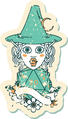 Retro Dövme Biçimli elf karakteri Bir insan tarafından çizilmiş doğal yirmi zar atışıyla