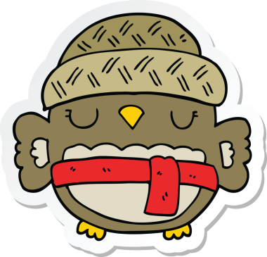 Bir insan tarafından çizilmiş şapkalı şirin bir baykuşun çıkartması.