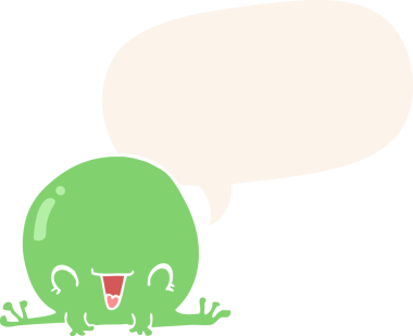 bir insan tarafından çizilmiş, konuşma baloncuklu bir kurbağa.