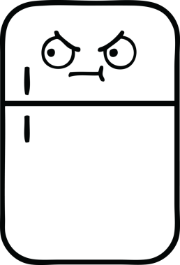 Bir insan tarafından çizilmiş bir buzdolabı karikatürü.