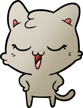 Bir insan tarafından çizilmiş mutlu çizgi film kedisi.