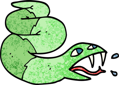 Grunge desenli çizgi film tıslayan yılanı bir insan çizmiş.