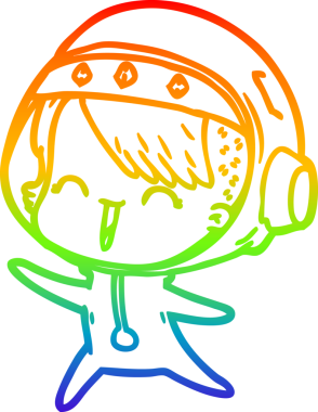 Gökkuşağı gradyan çizimi mutlu bir uzay kızının çizimi bir insan tarafından çizilmiş