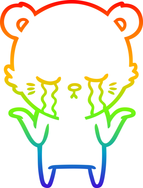 Ağlayan bir karikatür çizen kutup ayısı bir insan tarafından çizilmiş omuzlarını silkeliyor.