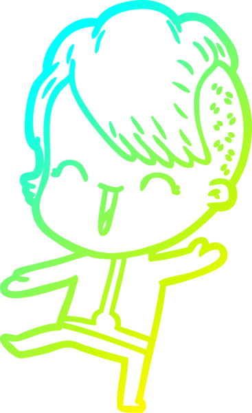 Bir insan tarafından çizilmiş uzay elbisesi giyen mutlu bir hipster kız çizgi filmi.